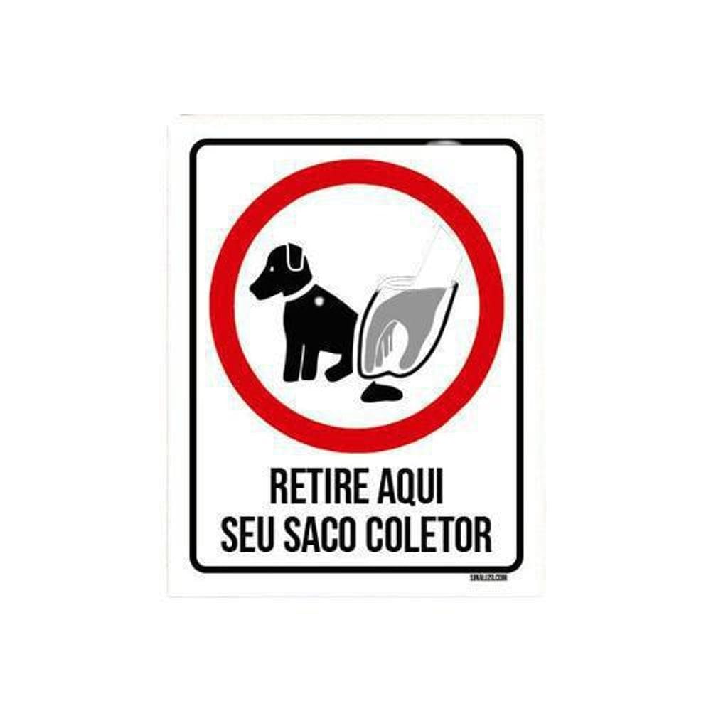 Kit 3 Placas Cachorro Retire Aqui Seu Saco Coletor