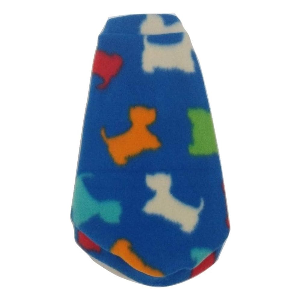 Roupa capa soft pra cachorro azul com cães coloridos G