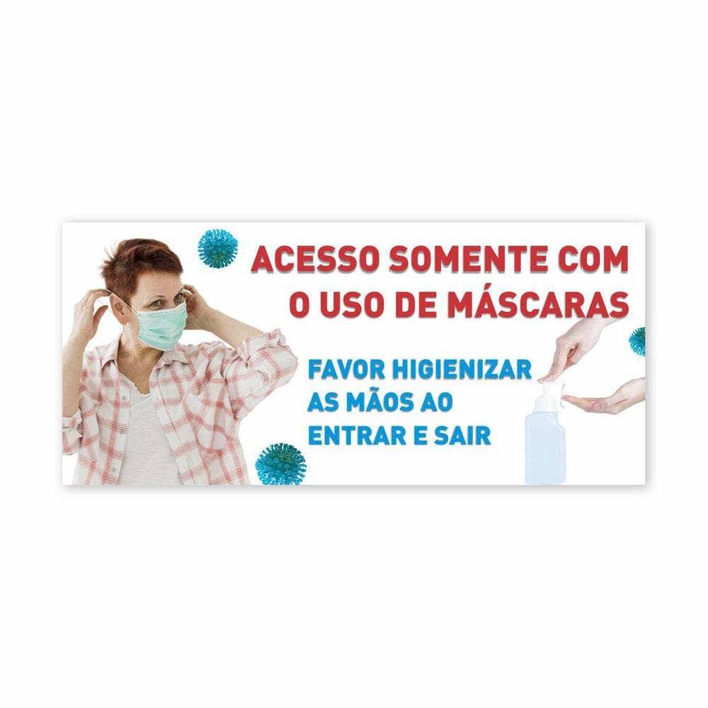 Faixa Acesso Somente Com Uso De Máscaras 50X80 Em Lona