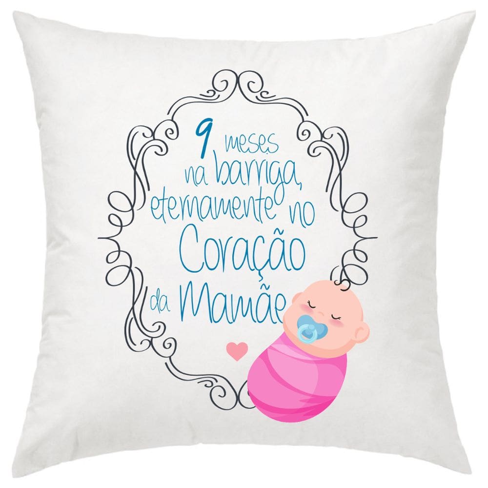 Almofada Decorativa Menina 9 Meses Na Barriga 30 X 30 Cm
