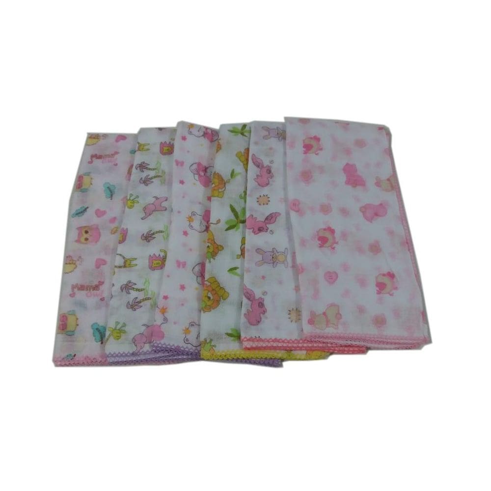 Kit 30 Fraldas De Pano Estampada Algodão com crochê Menina
