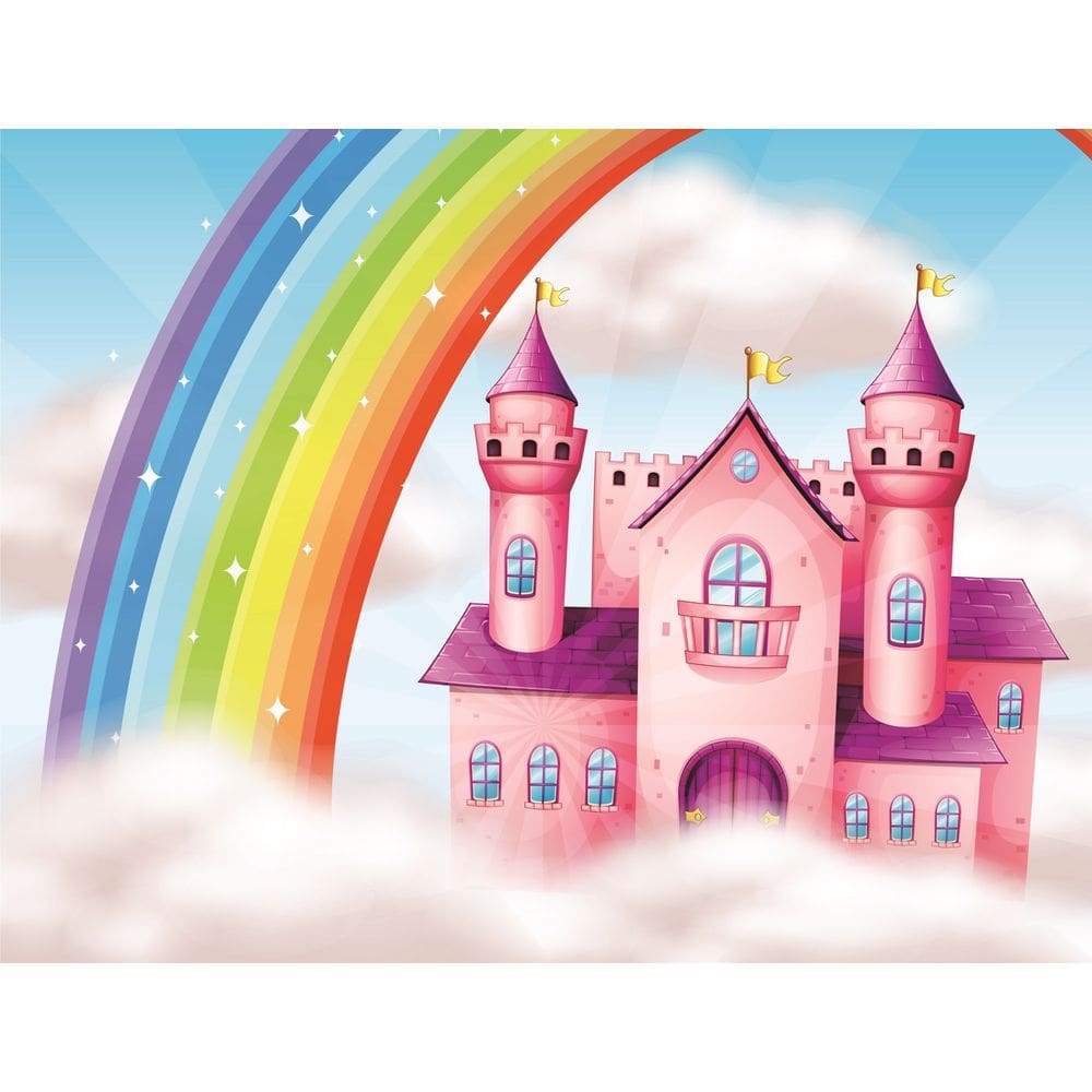 Fundo Fotográfico Em Tecido  Castelo Arco-Iris 2,60X1,50