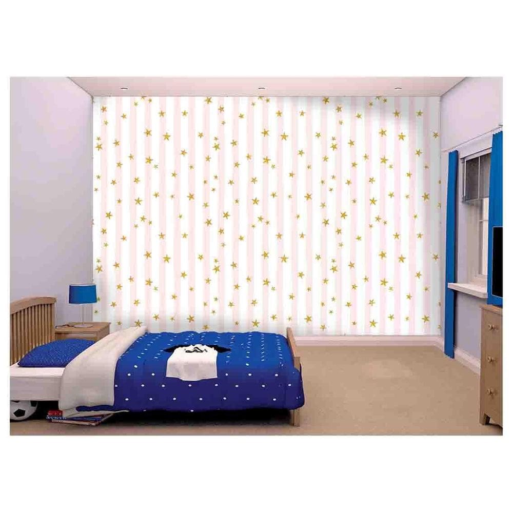Papel De Parede Estrelas Listras Rosa Branco  Azs95