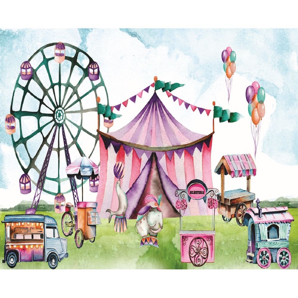 Fundo Fotográfico Em Tecido Circo Rosa 2,80X1,50.