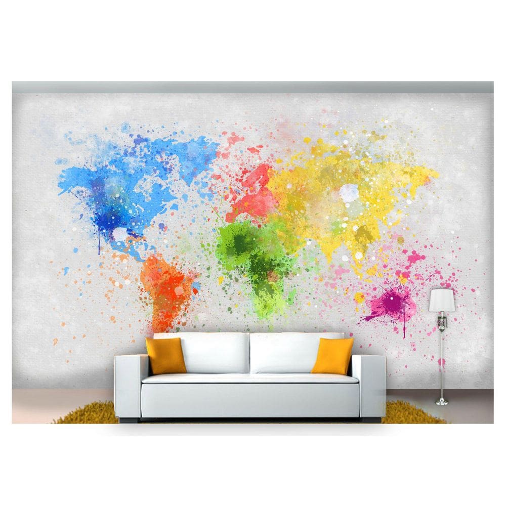 Papel De Parede Mapa Mundi Tinta Continentes  Nmu15