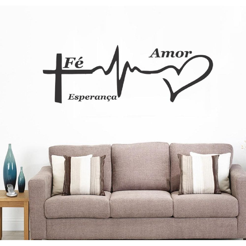 Adesivo Decorativo De Parede Frase Fé, Amor E Esperança