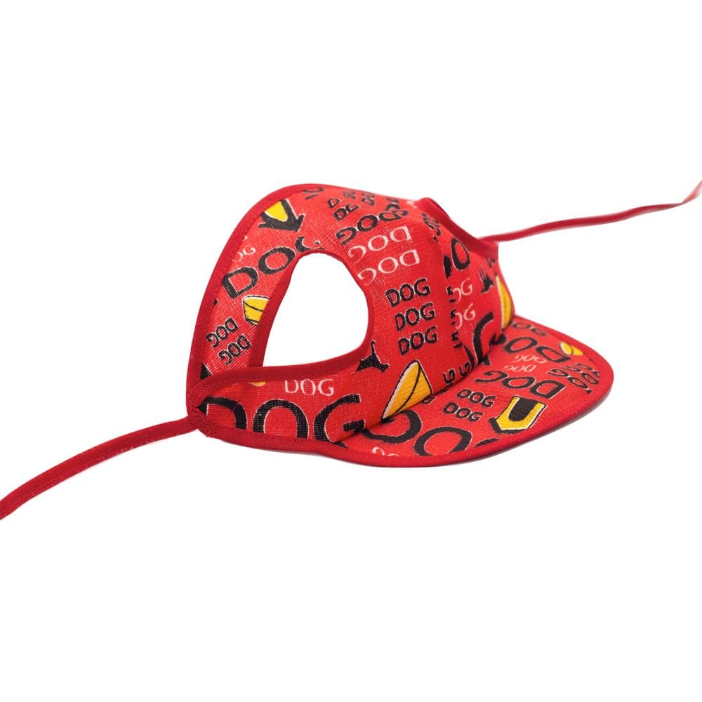 Boné para Cachorro com viseira  vermelha estampada tamanho G