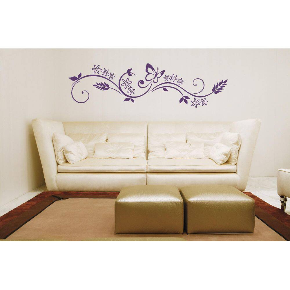 Adesivo Decorativo De Borboleta Com Floral Grande Para Sala