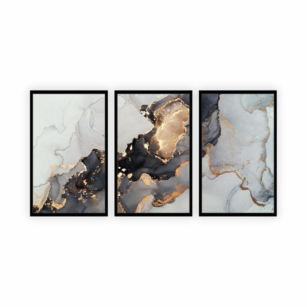 Quadro Canvas Premium Moldura Preta Abstrato Arte 125X65Cm