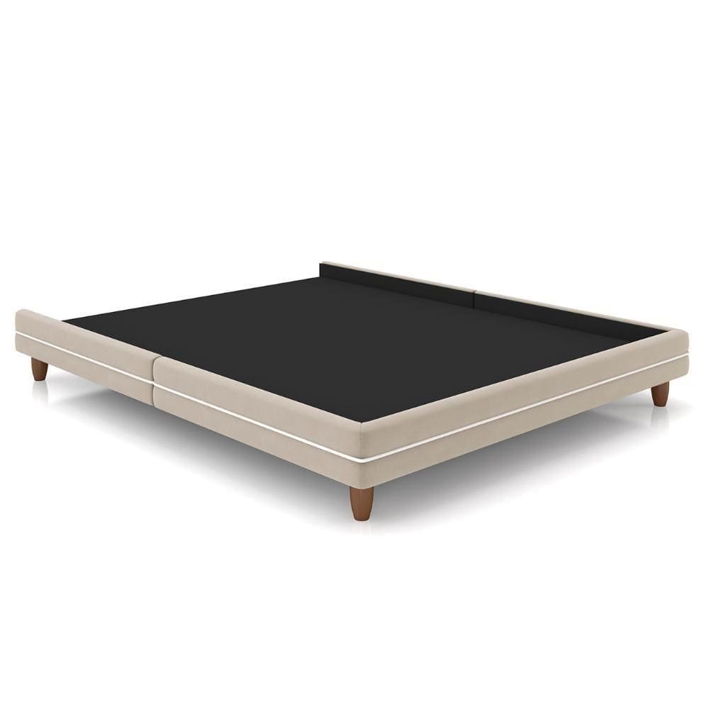 Cama Casal Base Box 140cm Many P02 Veludo Bege - Mpozenato