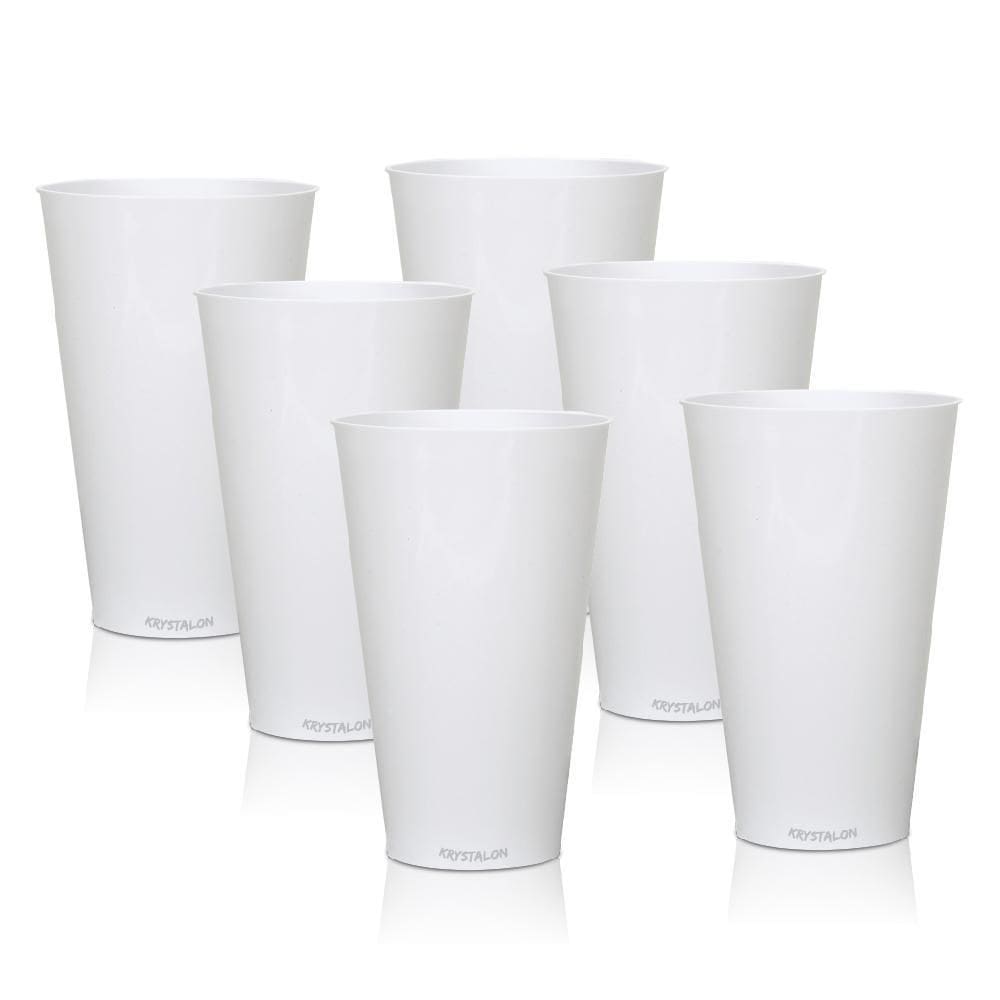 Kit 6 Copos Big Drink Branco 550 Ml Acrílico Poliestireno
