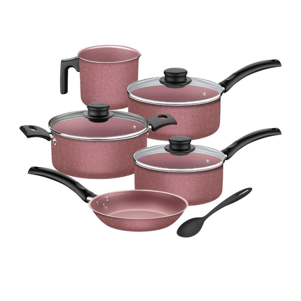 Jogo De Panelas 6 Peças Turim Rosa Antiaderente Tramontina