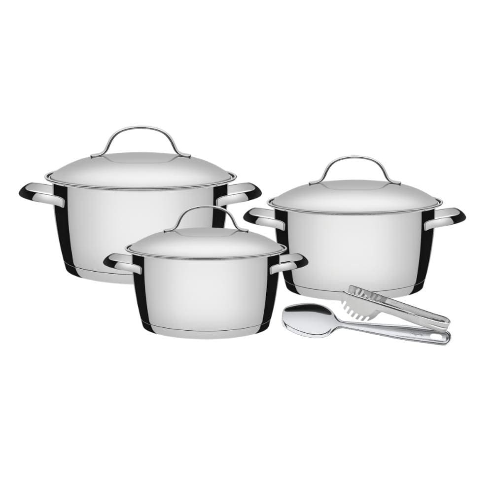 Jogo De Panelas Aço Inox Allegra 3 Peças Colher e Pegador Tramontina