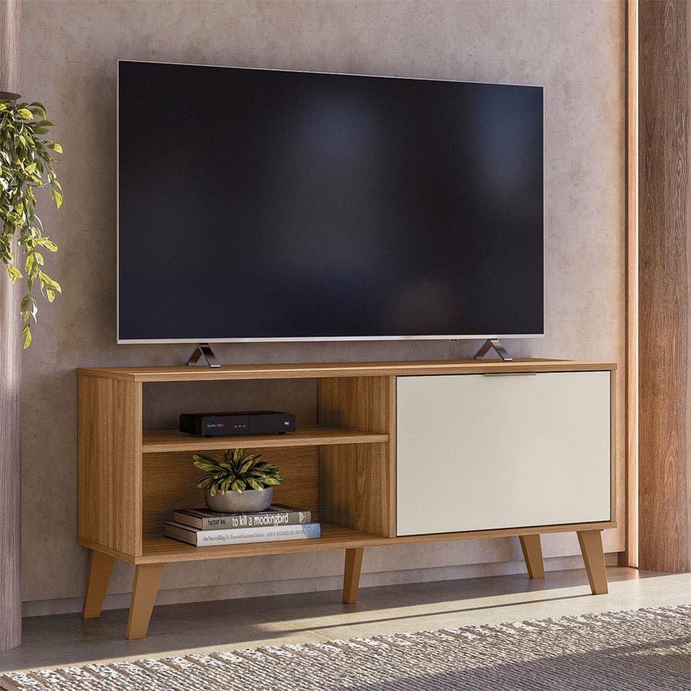 Rack Estante Madri 120cm TV ate 50 Polegadas Multifuncional com Porta Peternella Moveis
