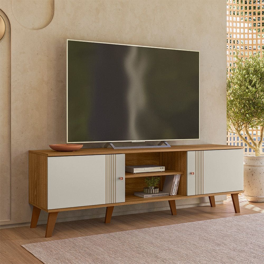 Rack Estante Denver 106cm TV ate 65 Polegadas Multifuncional com Portas Peternella Moveis