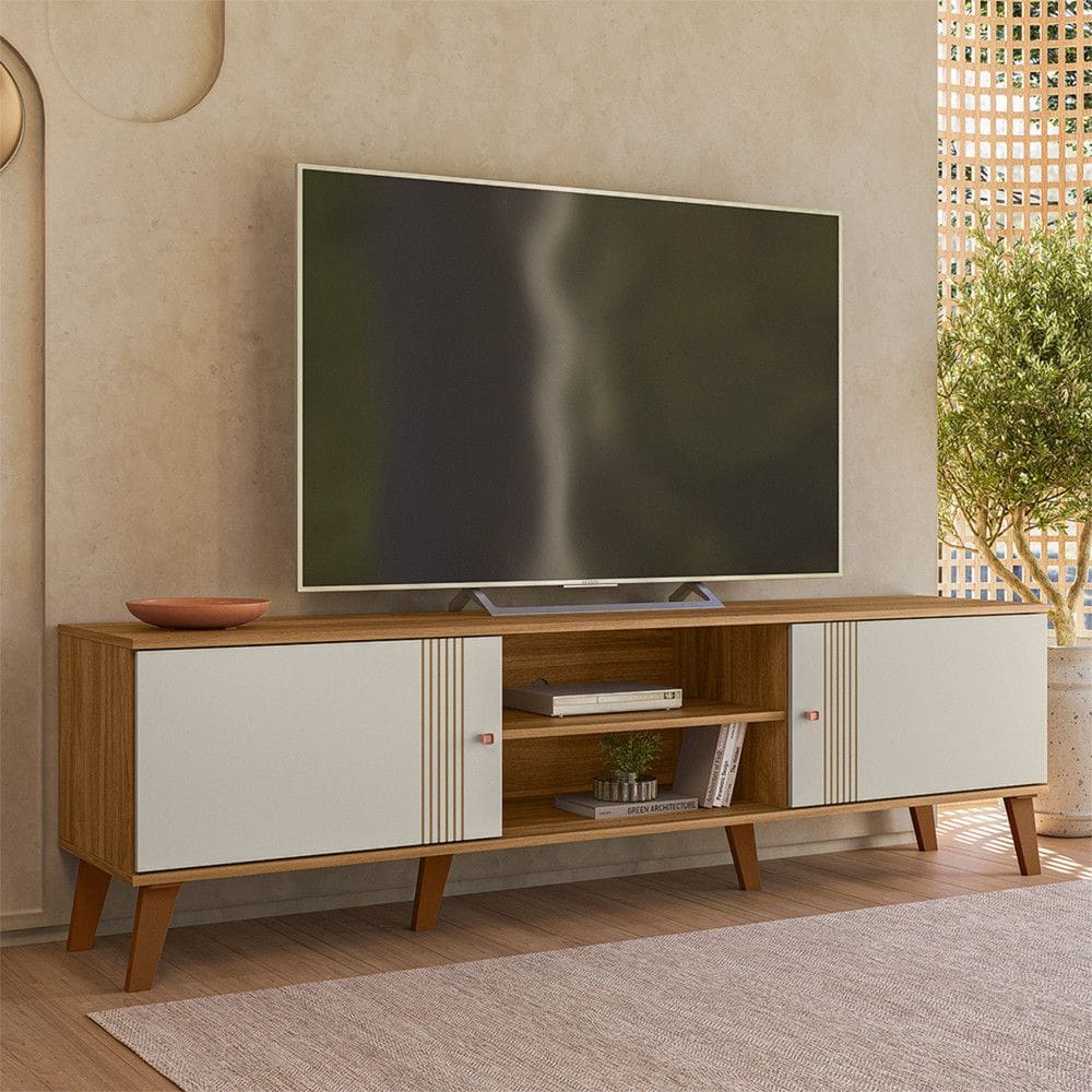 Rack Estante Denver 180cm TV ate 75 Polegadas Multifuncional com Portas Peternella Moveis