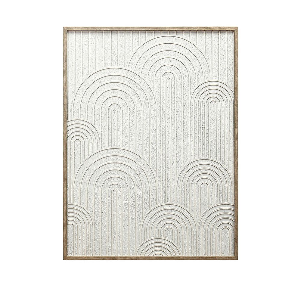 Quadro Decorativo Moldura em Madeira Relevo Arcos Branco 80x60cm JA0074 BTC