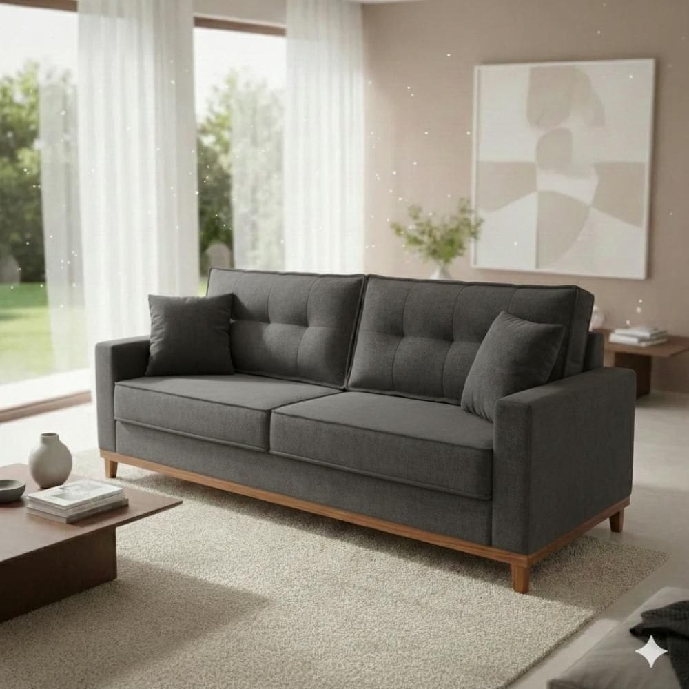 Sofá 3 Lugares Base de Madeira Suede 2,10m Vitória