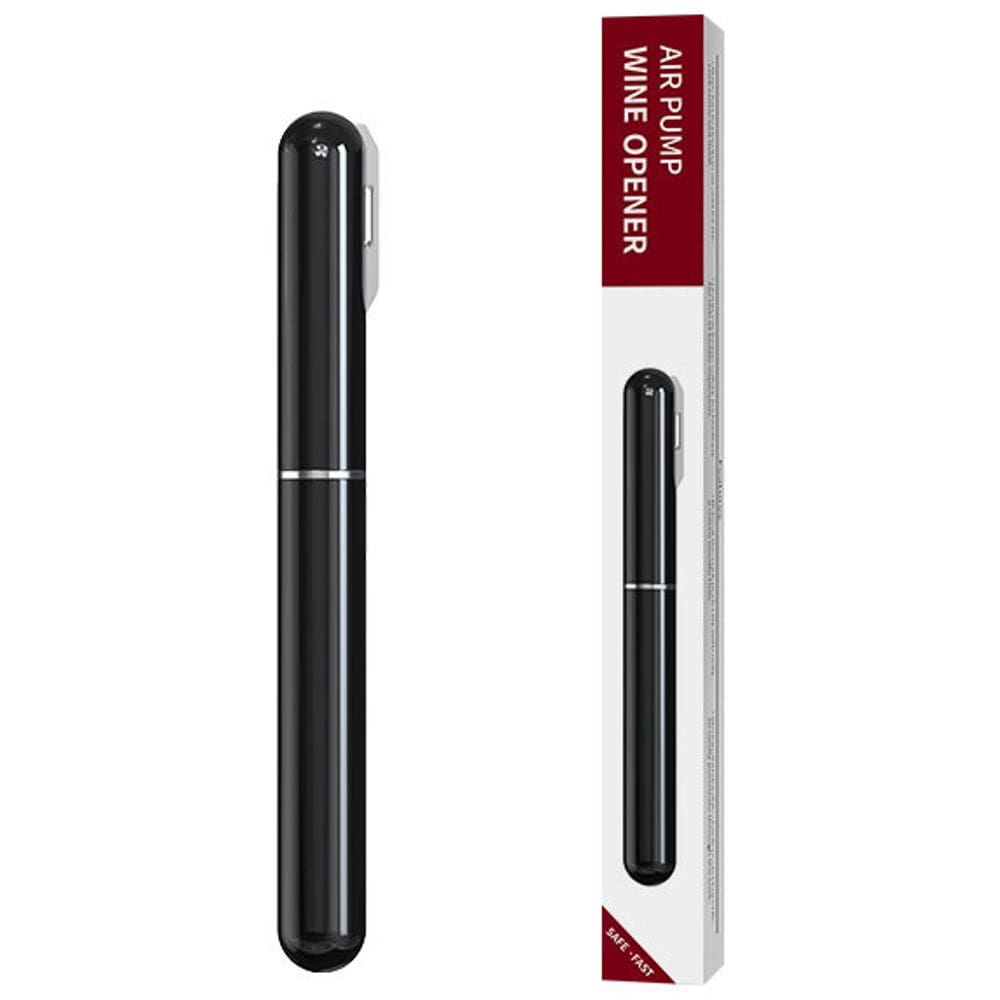 Saca Rolha Abridor Vinho Plástico Preto Com Pressão De Bombar Ar