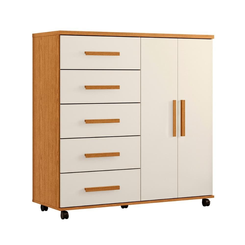 Comoda Toronto Quarto Com 5 Gavetas e 2 Portas
