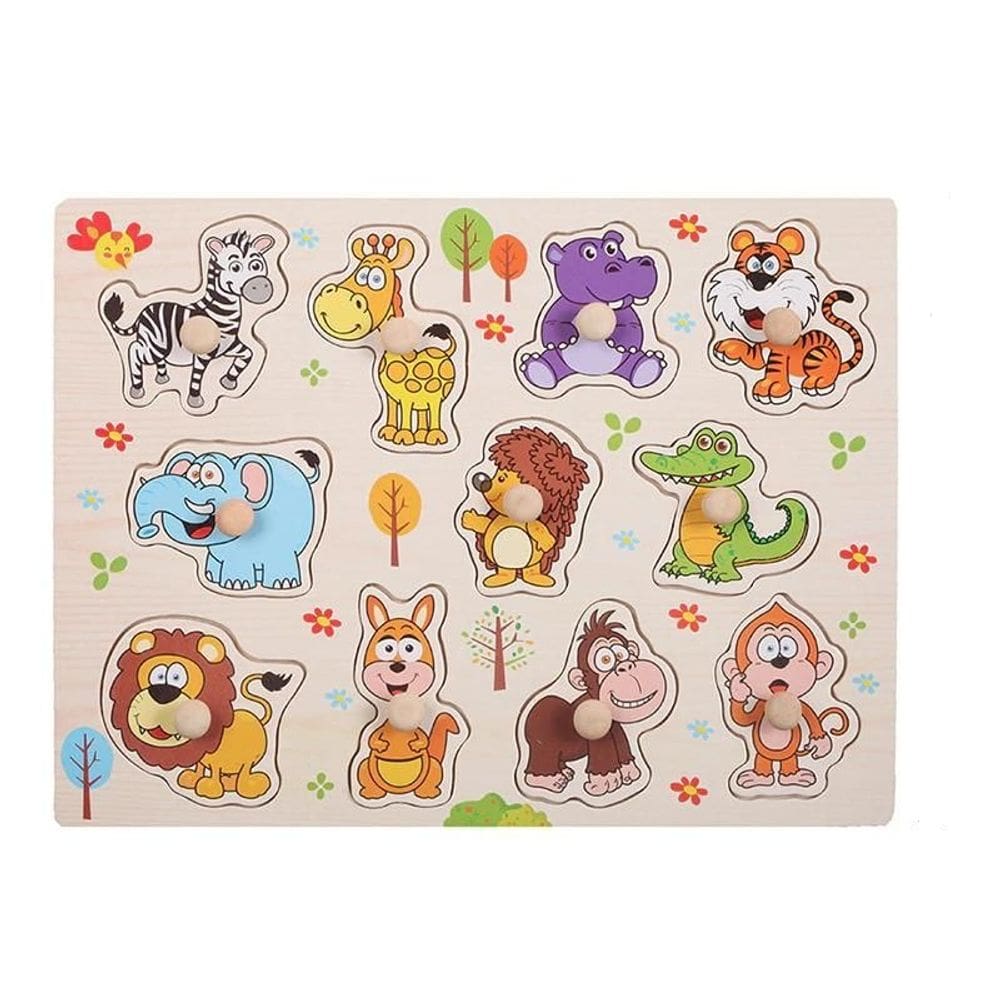 Jogo De Encaixe Fazendinha Com Pino 26 Peças Montessori