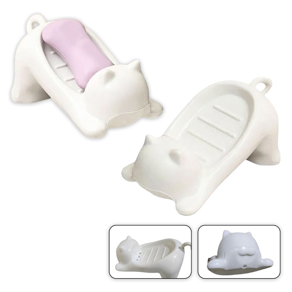 Saboneteira Gatinho Kit 2 Uni Porta Sabonete Gato Lavabo Banheiro Bancada Box Pia Mesa Divertido Decoracao Enfeite