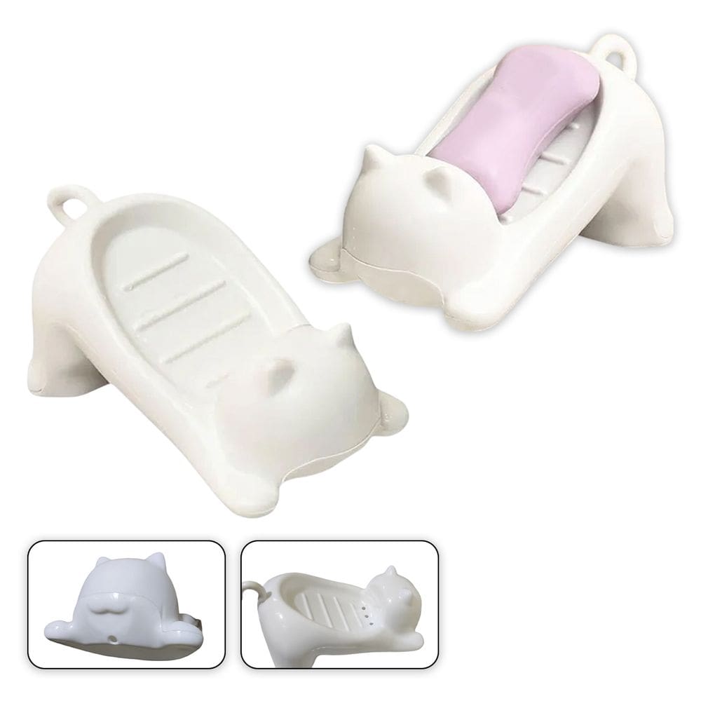 Saboneteira Gatinho Kit 2 Uni Porta Sabonete Gato Banheiro Lavabo Bancada Pia Mesa Box Divertido Enfeite Decoracao