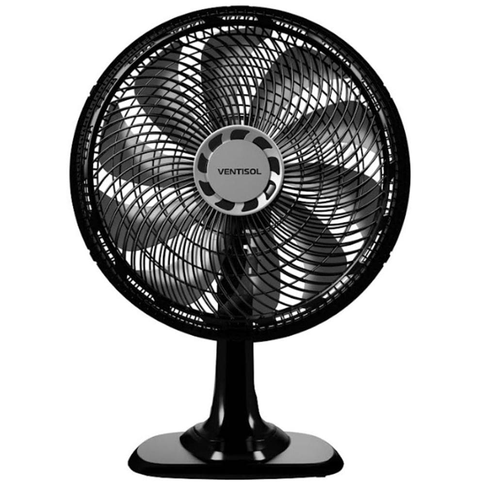 Ventilador de Mesa 40 Cm Turbo 10 Pás 150W Oscilante 3 Velocidades Preto Ventisol