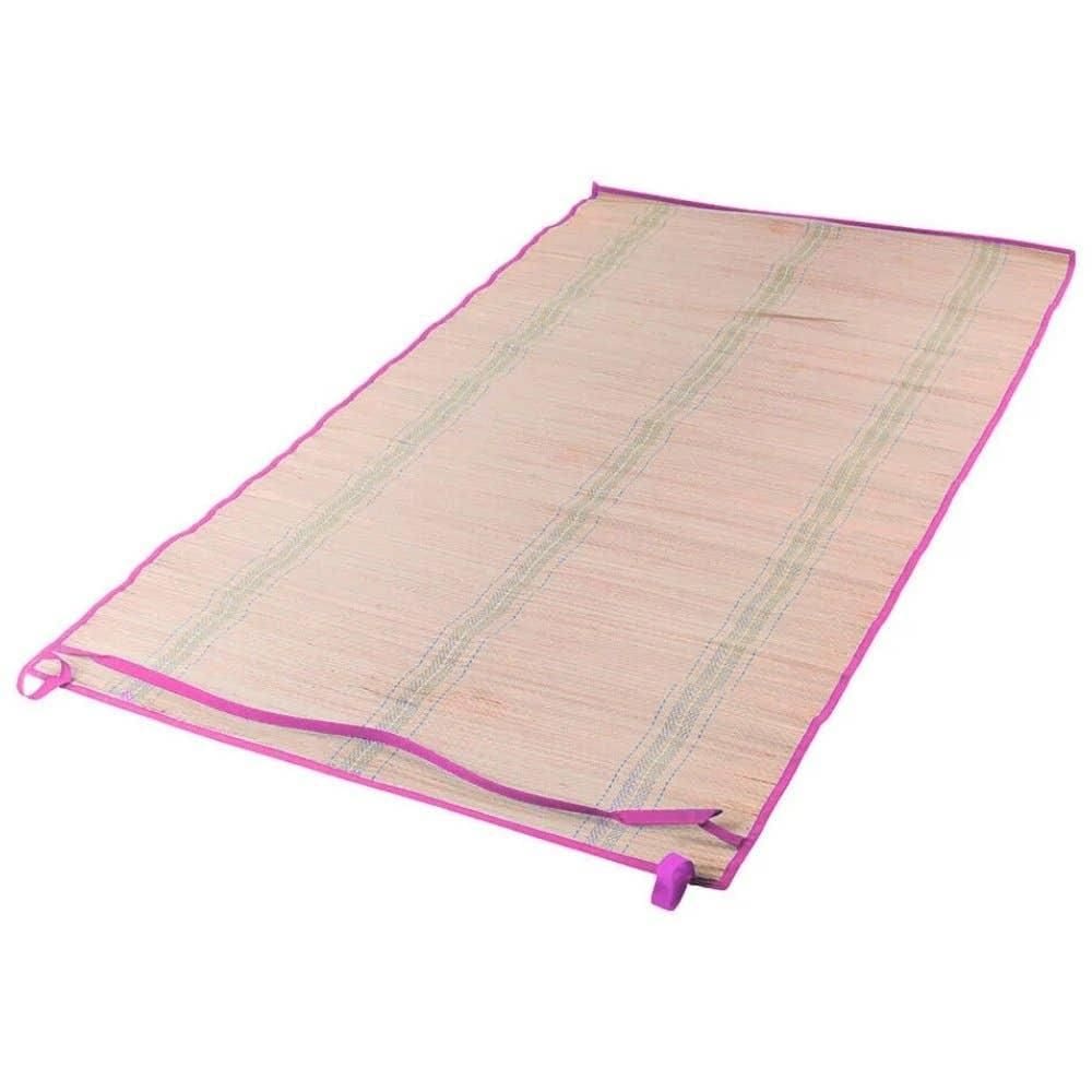 Esteira de Praia em Palha com Alça 60 por 180cm Rosa BEL