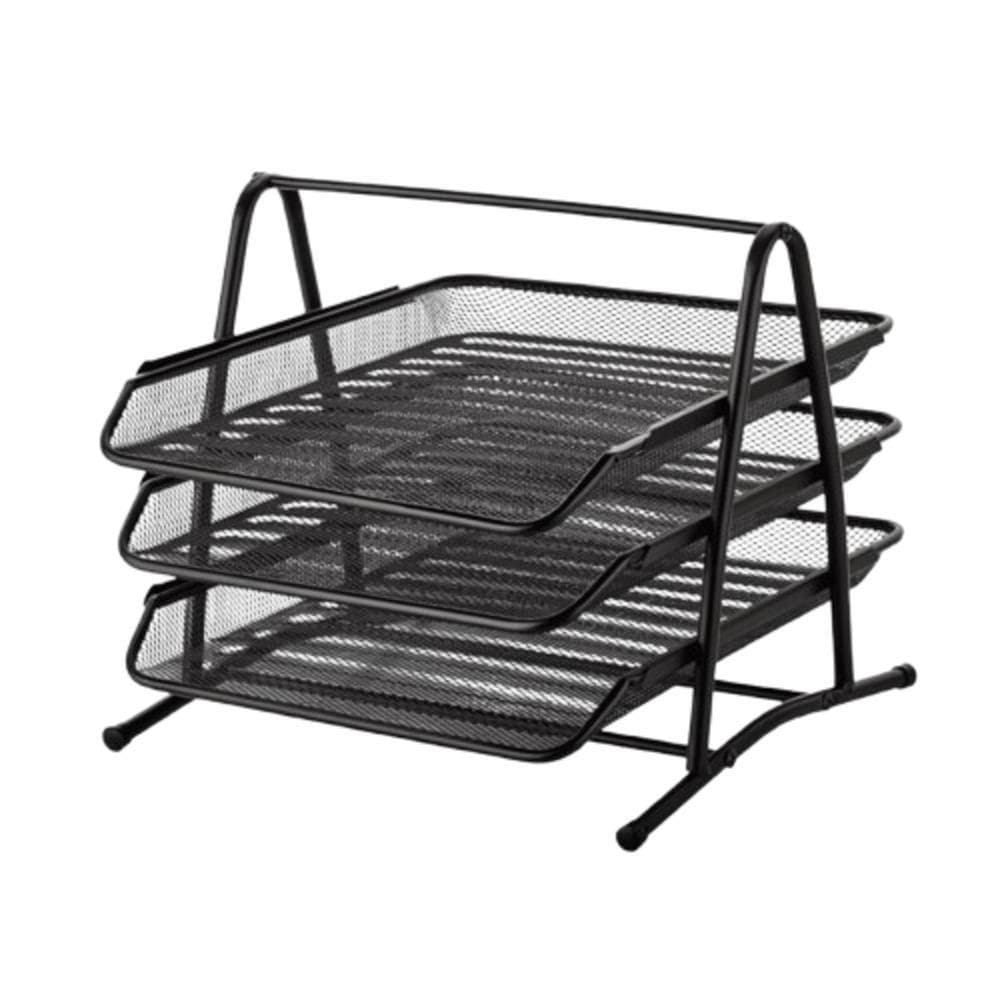 Organizador Triplo De Mesa Com 3 Divisórias Para Documentos E Papel