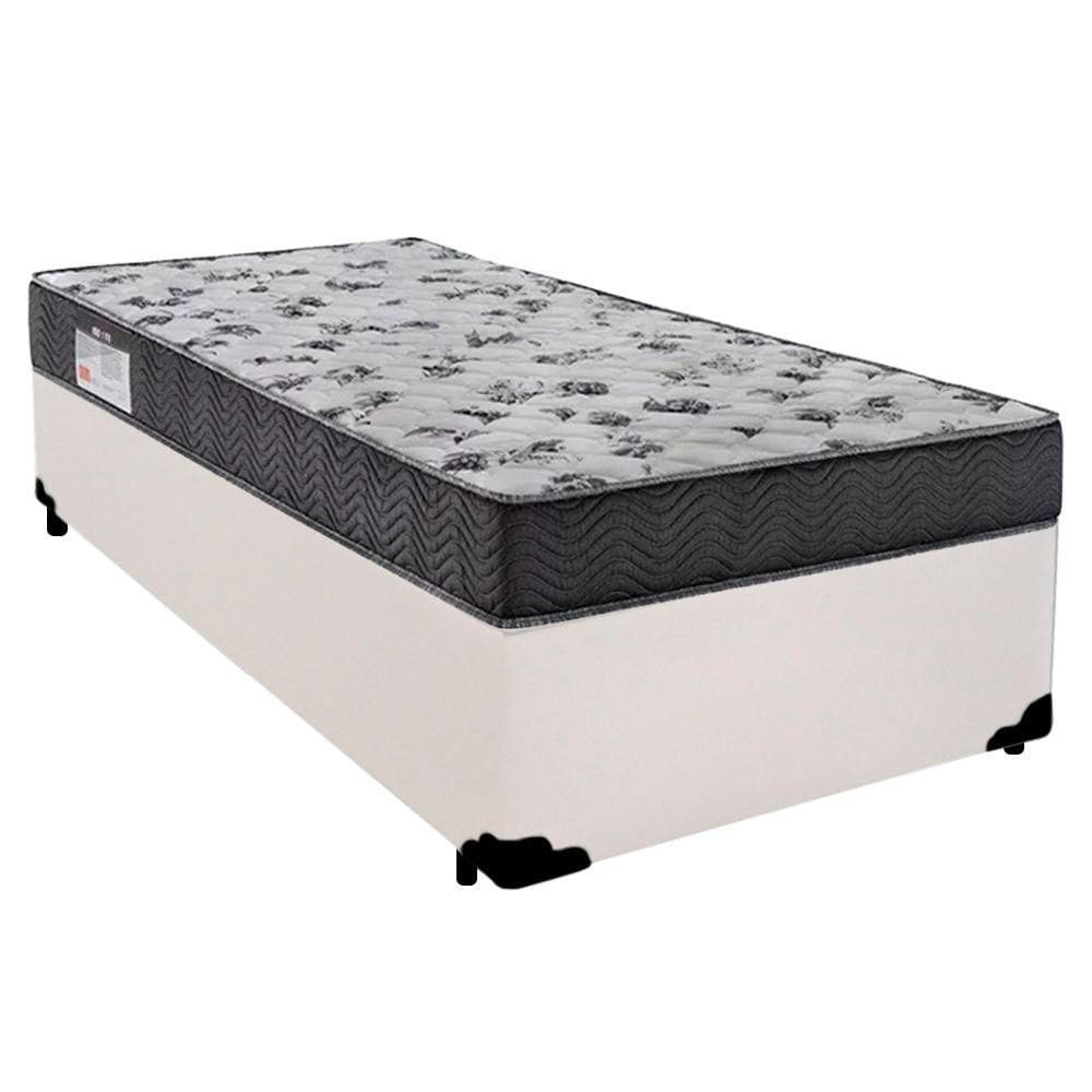 Cama Box Solteiro Sintético + Colchão De Espuma D33 - - 88cm Branco