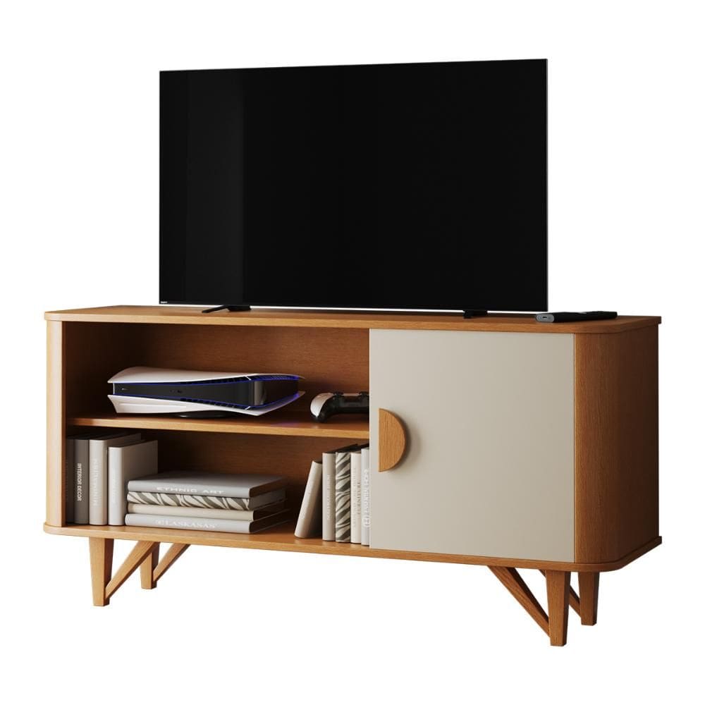 Rack Venice 120cm para TV até 50” com Pés em Madeira Maciça