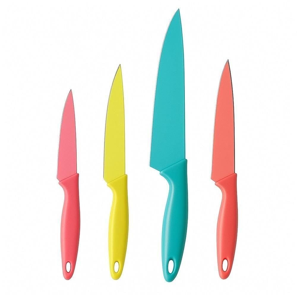 Facas Coloridas Ceramica Aco Inox Cabo Plastico Cozinha Cheff Utensilios Kit 4 Pecas
