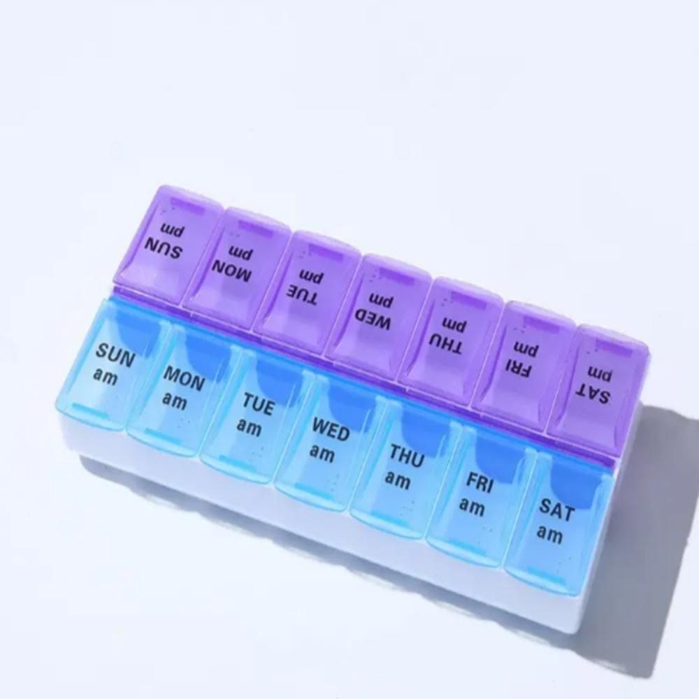 Estojo Portatil Multiuso Com 2 Divisorias Semanais Para Remedios Suplementos E Capsulas Colorido E Compacto