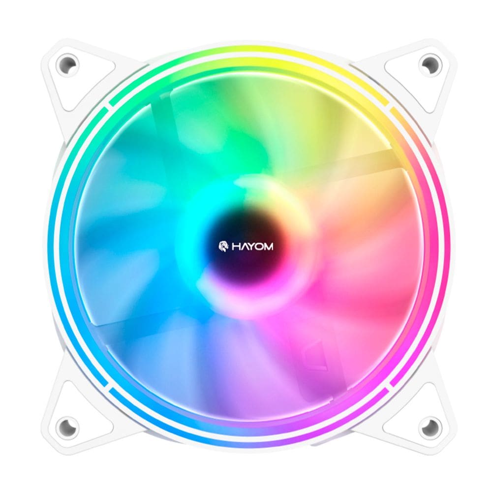 Cooler Fan RGB Hayom, 120mm, Silencioso, 4 Pinos Molex, Tipo Slave, Branco - FC1330