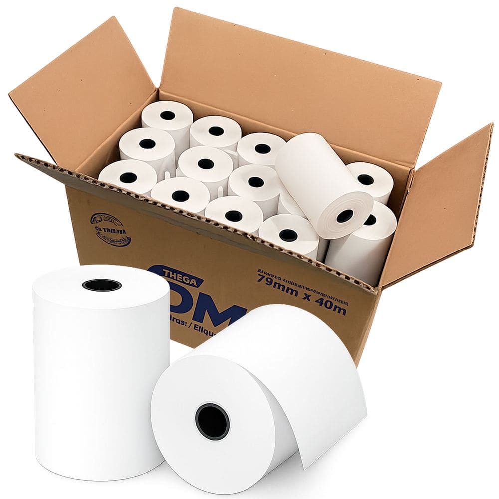 Bobina Térmica DML 79mm x 40m Lisa Branca, Caixa com 30 Unidades - Sem Cotepe