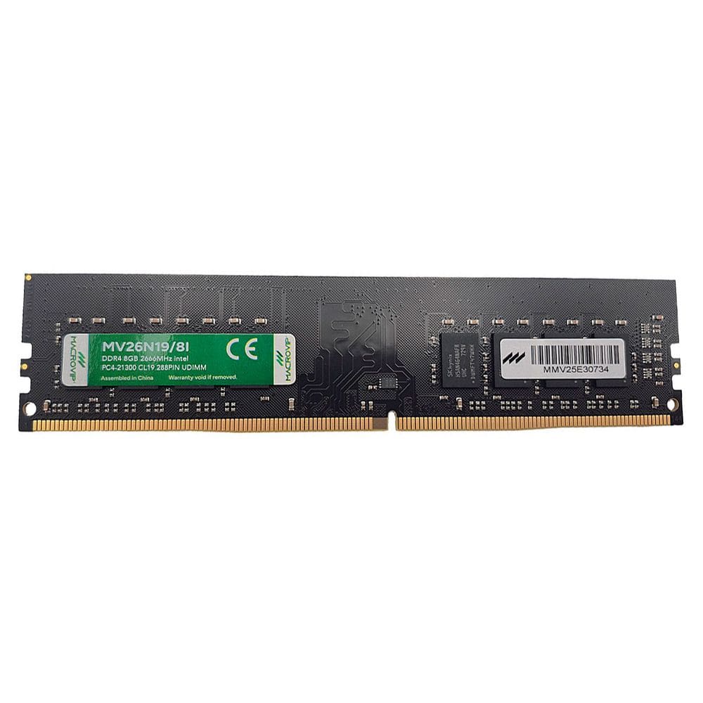 Memória Macrovip DDR4 8GB, 2666MHz, PC4-21300, 288-pin, UDIMM, CL19, Compatível C/ Processadores Intel - MV26N19/8I