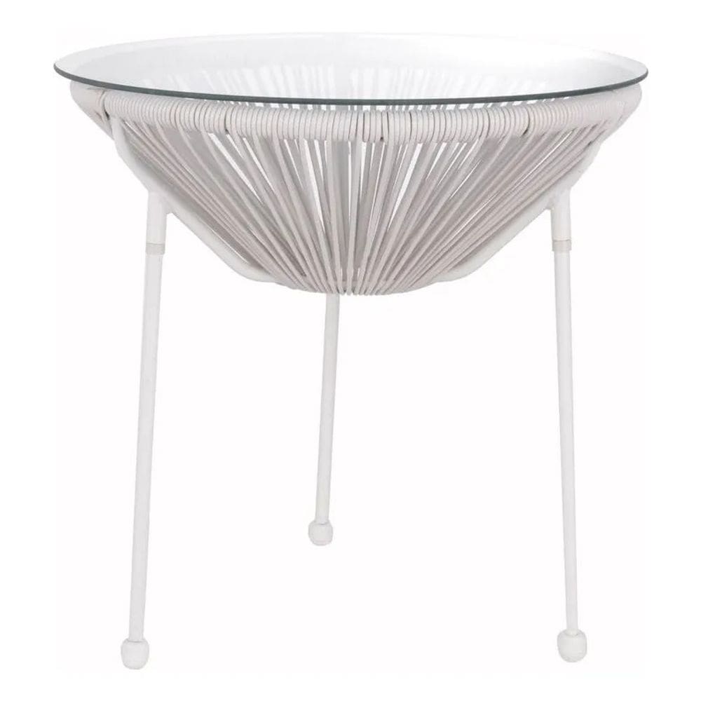 Mesa Redonda Aco 80cm Fibra E Vidro Branca