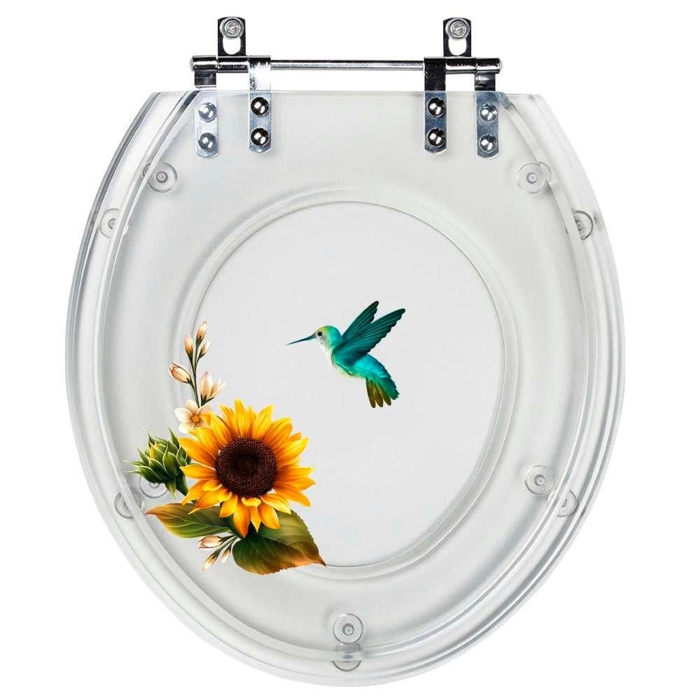 Acento Sanitário Acrílico Decorado Girassol Beija Flor 6lpf