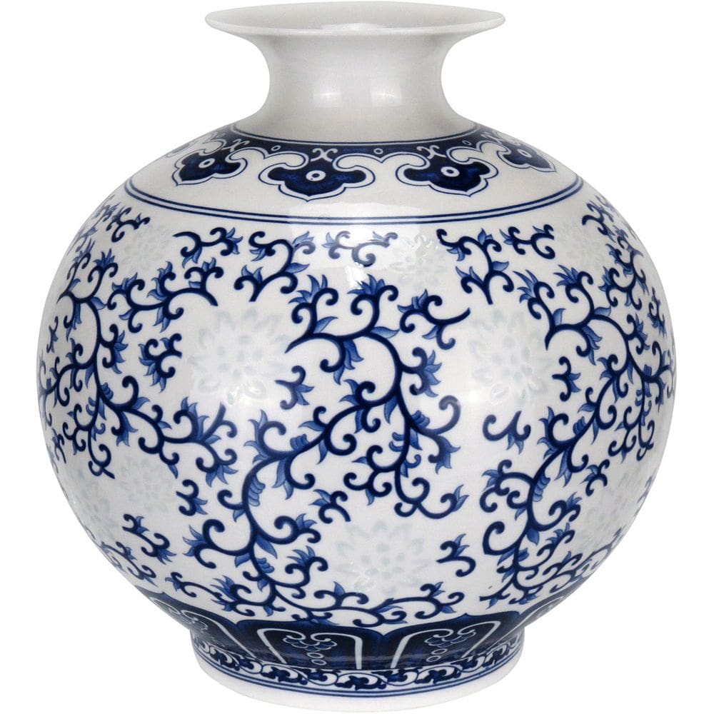 VASO DECORATIVO ENFEITE REDONDO BONE CHINA HOME&CO 17x16x16cm AZUL