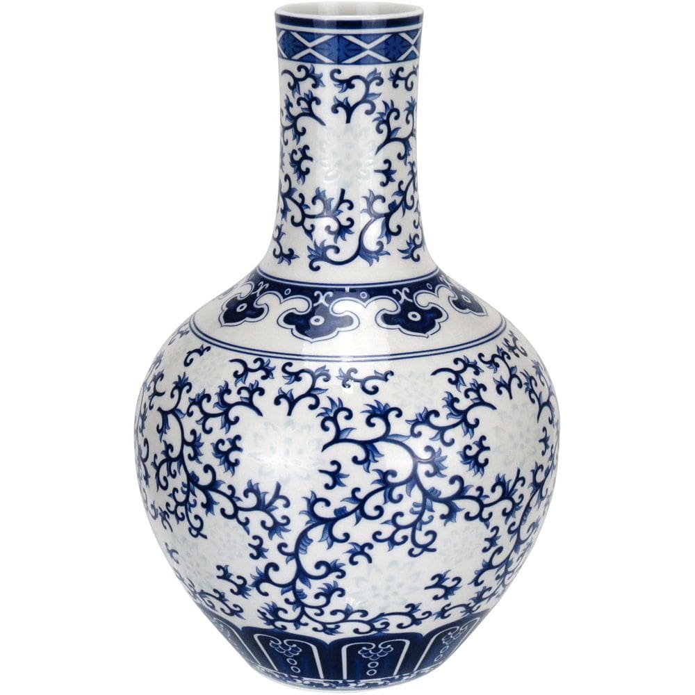 VASO REDONDO DECORATIVO ENFEITE BONE CHINA HOME&CO 23x15x15cm AZUL
