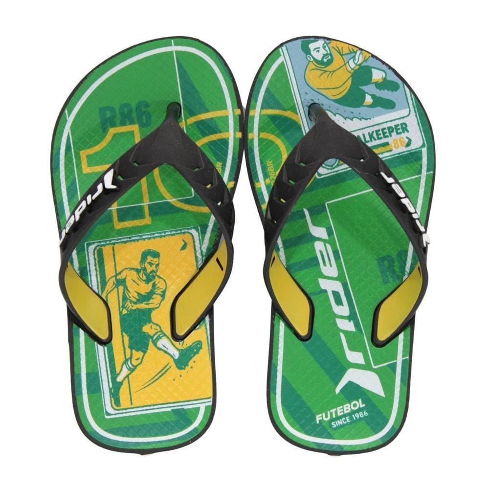 Chinelo Infantil Rider Street Joy Preto/Verde/Amarelo