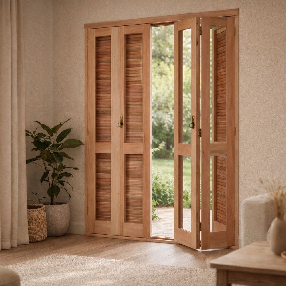 Porta Janela Pantográfica Madecen Eucalipto 120x213cm Premium  Natural