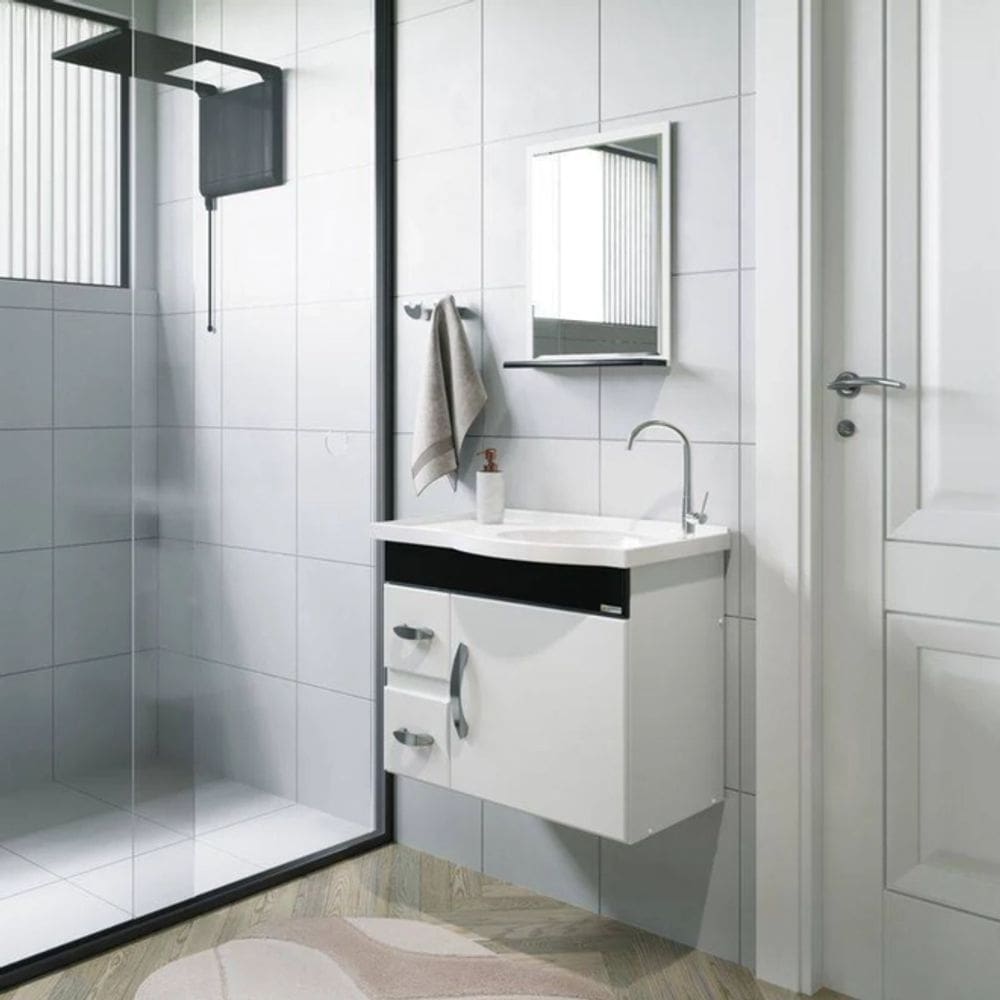 Conjunto de Banheiro Rorato Siena 578315 Branco/Preto