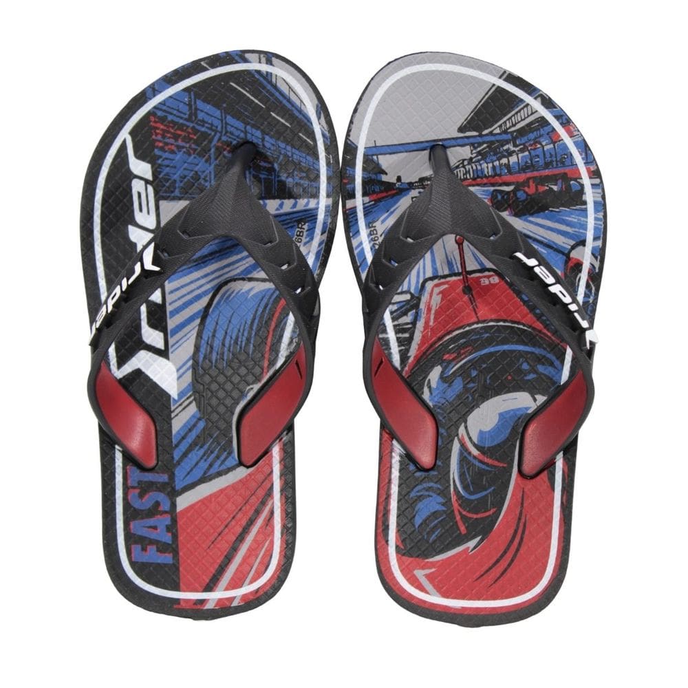 Chinelo Infantil Rider Street Joy Preto/Vermelho/Azul