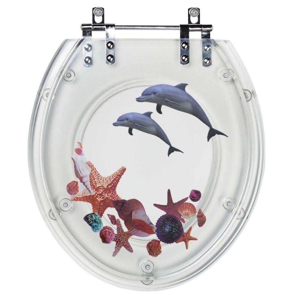 Acento Sanitário Acrilico Decorada Golfinho Estrela Do Mar