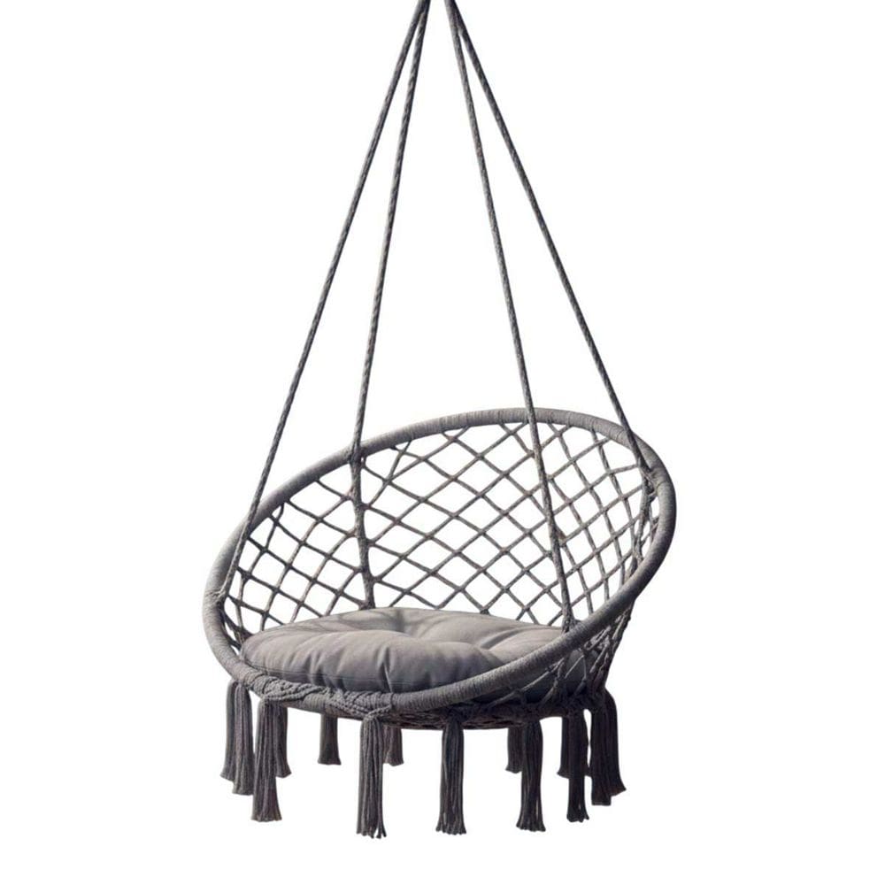 Cadeira Rede Balanço Suspenso Almofada Confortavel Algodao Descanso Varanda Jardim Casa Quintal Lazer Terraço Sacada