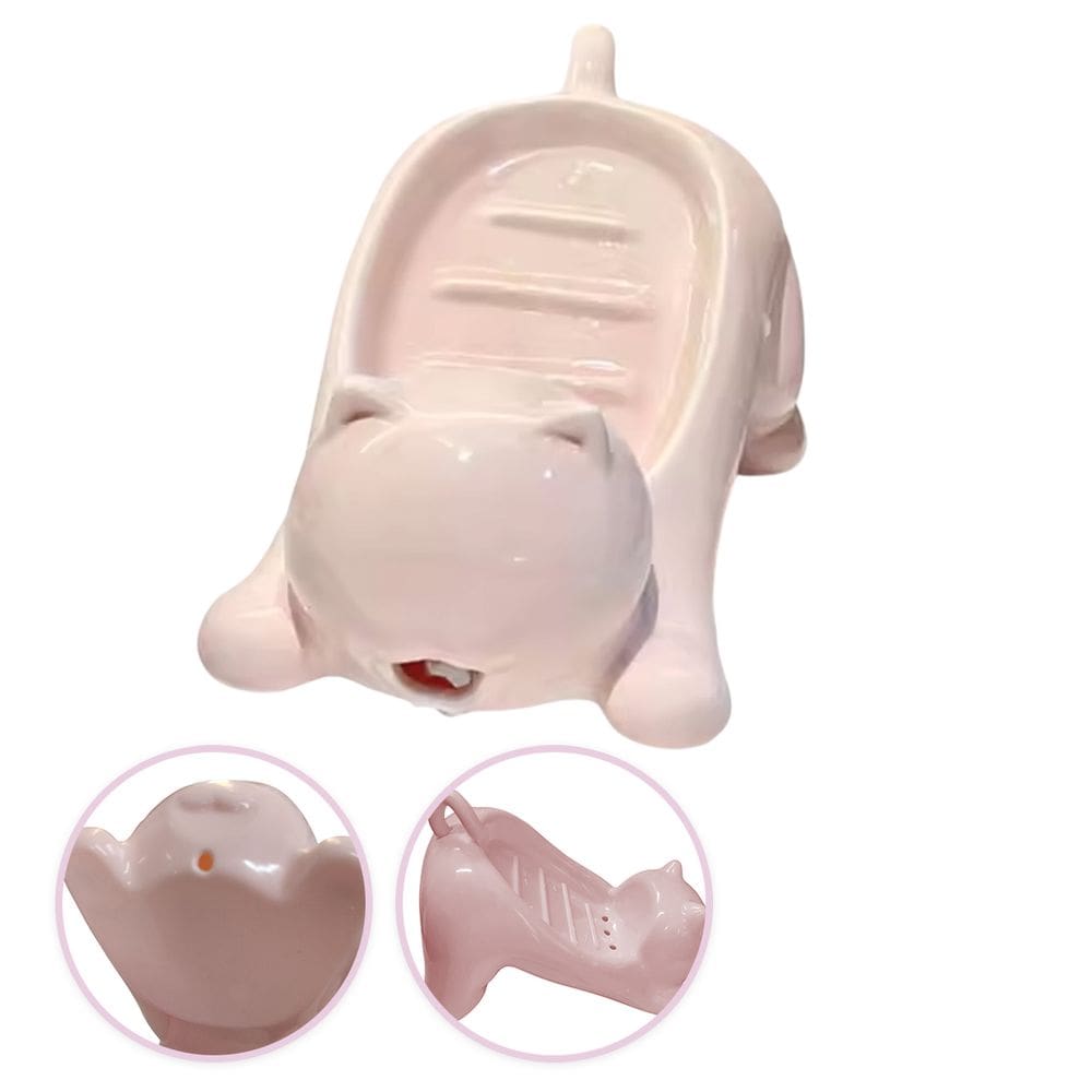Saboneteira Gatinho Porta Sabonete Gato Lavabo Banheiro Box Pia Bancada Mesa Divertido Decoracao Drenagem Antiderrapante
