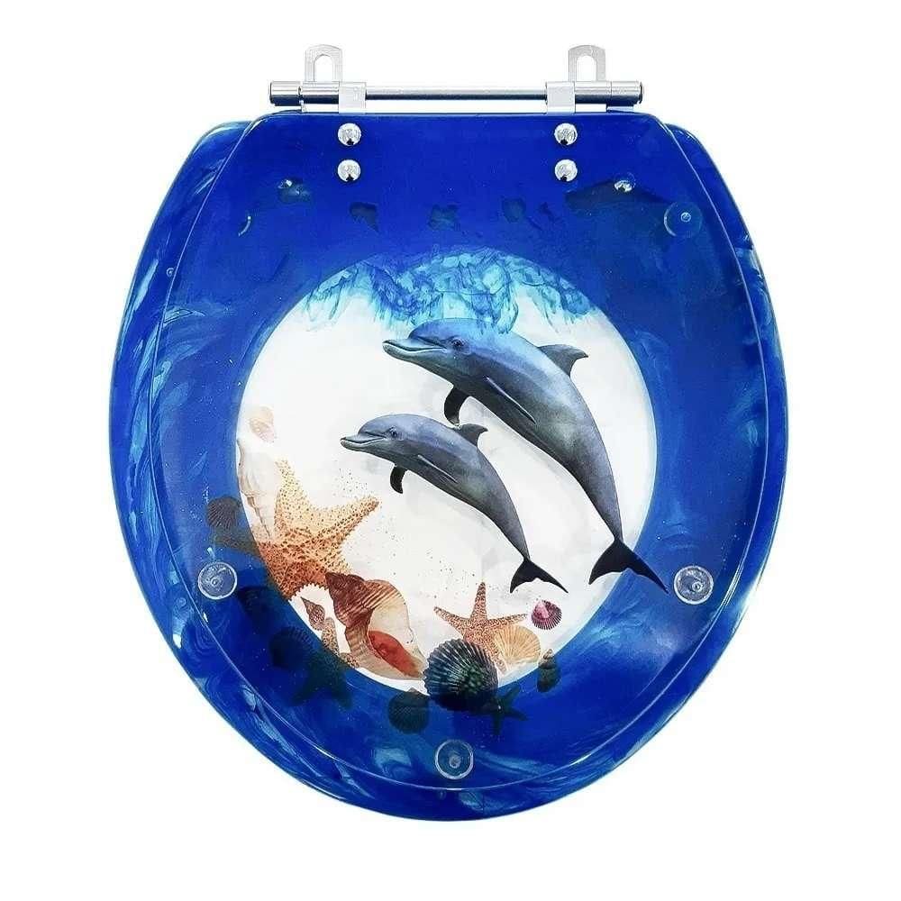 Acento Sanitário Decorada Convencional Golfinhos E Conchas Azul