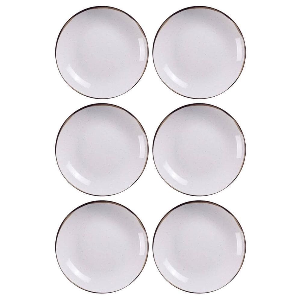 Kit 6 Pratos Fundos Tramontina Canyon em Porcelana Decorada 21cm Cozinha Servir Sopa Caldos